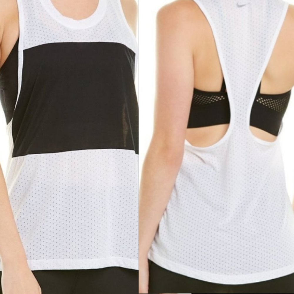 Nike Tailwind Racerback Tank Top Black White Colorblock Size Small